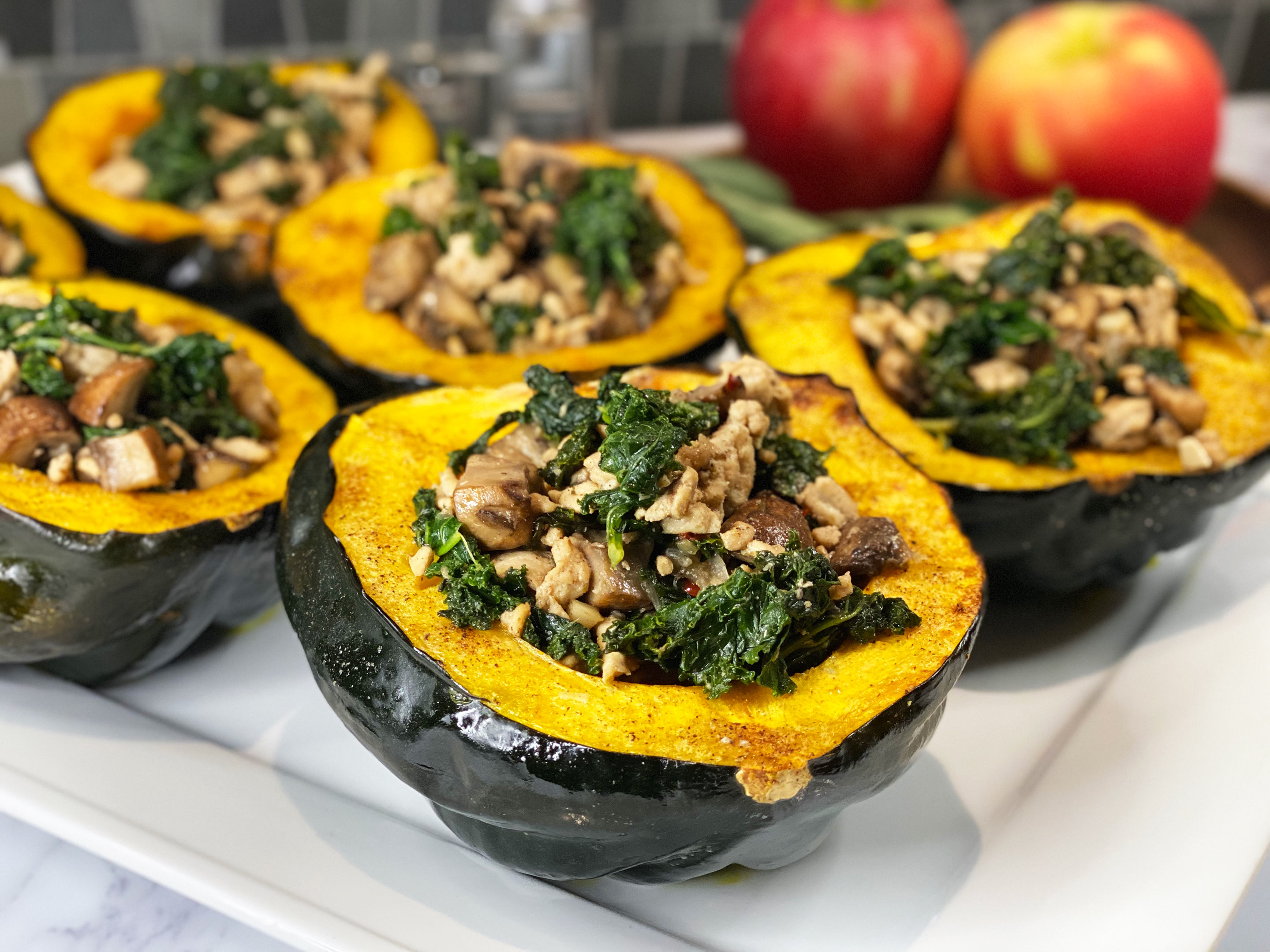 Turkey Mushroom Stuffed Acorn Squash Clean Food Cafe